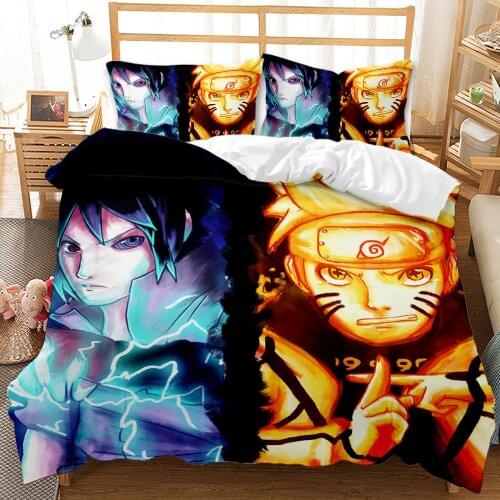 NARUTO cotton quilt cover Japanese style Uzumaki Naruto student dormitory quilt cover pillowcase single double bed set