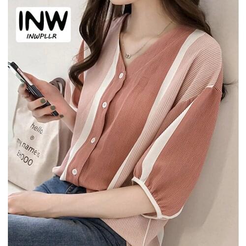Женские рубашки в полоску INWPLLR China At AliExpress
