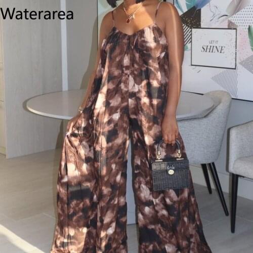 CM.YAYA Workout Active Wear Camouflage Print Loose Romper Womens Jumpsuit Spaghetti Strap V-neck Fitness Jumpsuits Playsuits