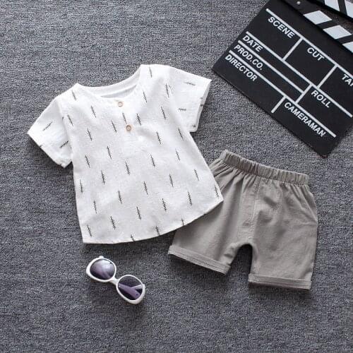 Boys Sets Boy Shorts Cartoon Suits Summer Short Sleeve T-shirt+Short Pants 2 Pieces Cotton linen Clothing Set Baby Girl Clothes