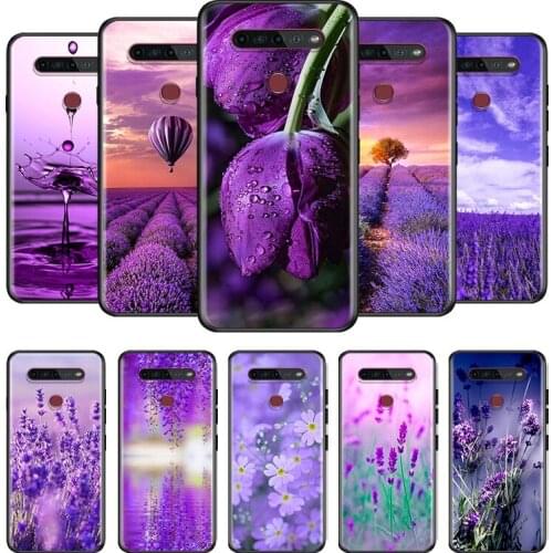 Lavender Purple flowers For LG G8 V30 V35 V40 V50 V60 Q60 K40S K50S K41S K51S K61 K71 K22 ThinQ 5G Phone Case