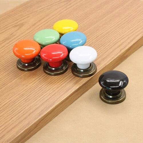 FAST SHIPPING 38MM Colored Ceramic knobs on Antique Brass finish zinc alloy base Cabinet Knobs Drawer Cabinets Cupboard Knobs