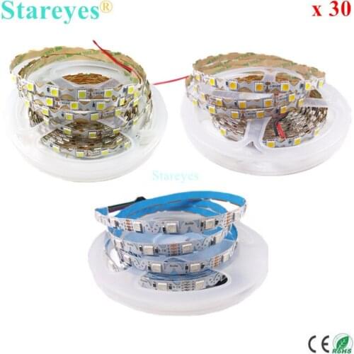 30 Pcs S Shape SMD 5050 DC12V 5m 60LED/m White Warm white 48LED/m RGB LED strip Free Bending foldable collapsible tape IP20