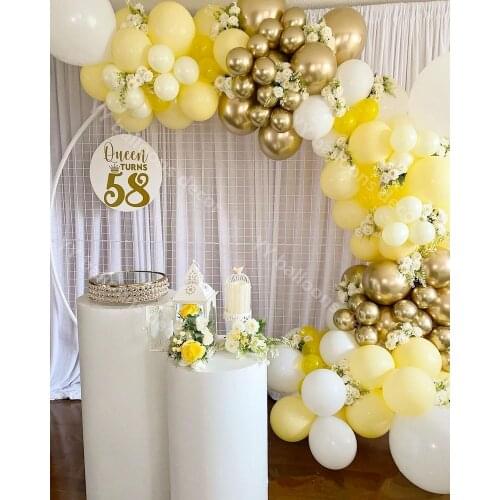Matte Yellow Balloon Garland Kit White Metal Gold Latex Globos For Wedding Summer Party Kids Birthday Decorations Baby Shower
