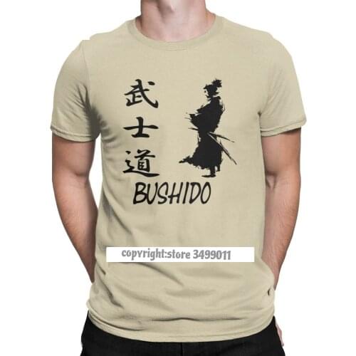 Bushido Mens T Shirts Japanese Martial Arts Way Of The Samurai Hipster Cotton Fitness Tees Crew Neck T-Shirt Adult