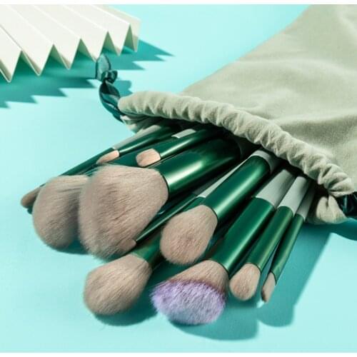 Makeup Brushes 13PCS Green Handle Makeup Brush Set Face Contour Concealers Foundation Powder Eye Shadows Soft Cosmetic Brush
