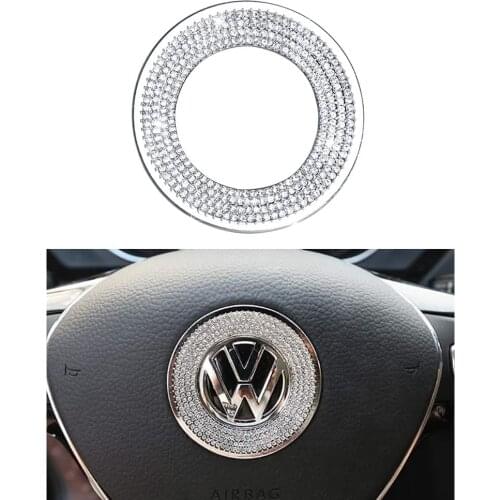 Crystal Diamond Steering Wheel Emblem Sticker for Volkswagen Polo 4 5 6 7 Golf T5 VW Jetta Passat B5 B6 Golf Tiguan Arteon Atlas