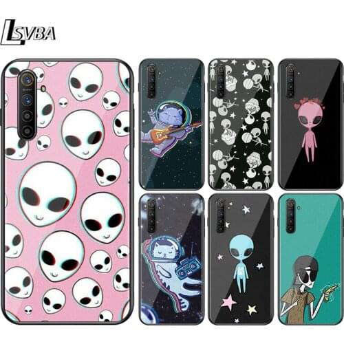 Planet Alien Space Astronaut For OPPO A94 A93 A92S A73 A72 A53S A52 A32 A31 A12E A1K A11X AX7 A9 A7 A5 Matte Black Phone Case