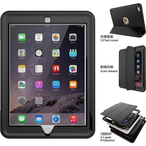 Shockproof Kids Safe Case for New IPad 9.7 2018 2017 A1822 A1893 Amor Heavy Duty Smart Wake Sleep Function Cover Funda + Flim