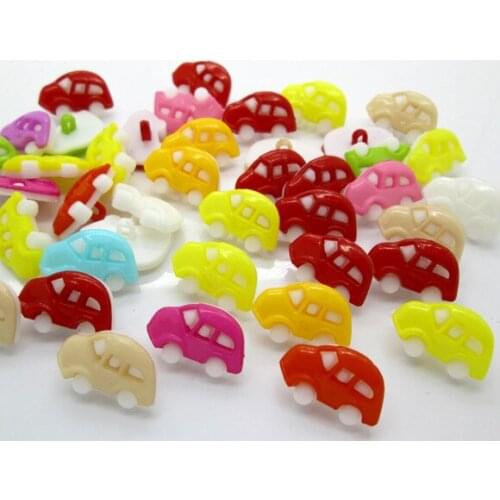 100Pcs Mixed Cars Acrylic Sewing Buttons For Cloth Flatback Cabochon Scrapbooking Crafts Knopf Bouton Decor Diy Accessories
