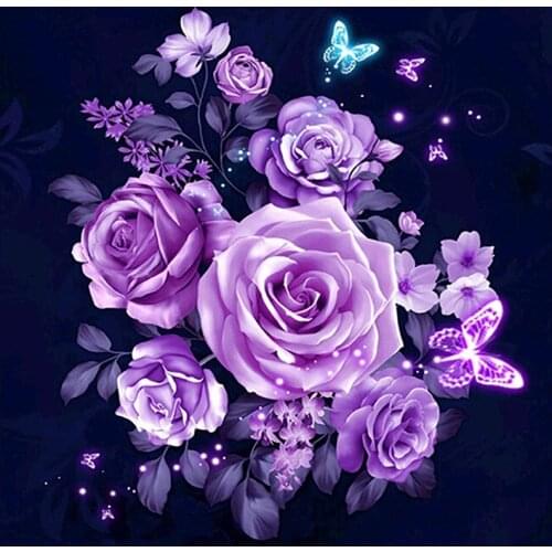 Purple Rose DIY Diamond painting Purple Roses Diamond Embroidery corss stitch purple flower Rhinestone Mosaic Painting