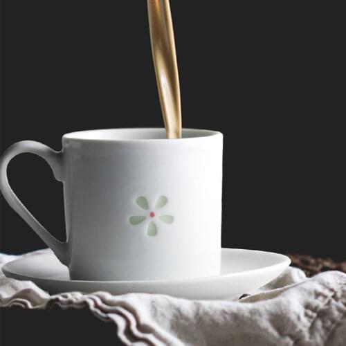 High Quality Japanese Coffee Cup and Saucer Set Ceramic Coffee Cup Set Espresso Design Tazas De Cafe Family Drinkware SX50BD