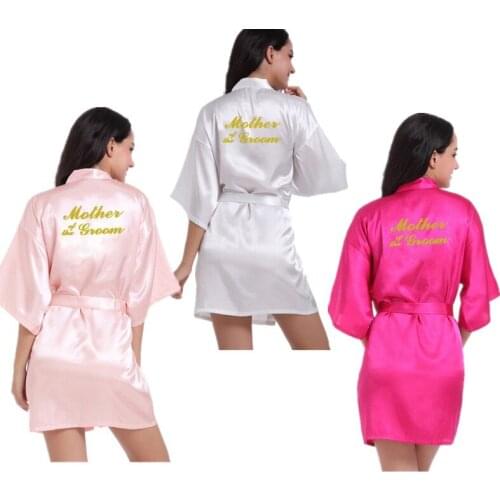Retail Mother of the Groom Letter Gold Glitter Women Bride Bridesmaid Robe for Wedding Party Getting Ready, Short T67