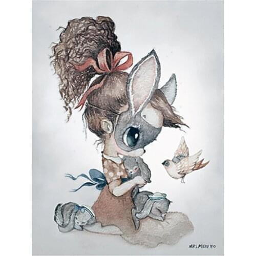 Rabbit Boy And Girls Cartoon Angel DIY Cross Stitch Embroidery 11CT Kits Craft Needlework Set Cotton Thread Wholesale