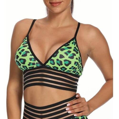 Pantalones de yoga Leopard print print yoga fitness sport sexy back lace sling bra