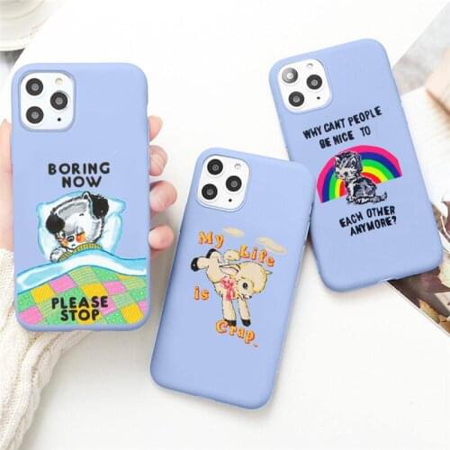 Gifts Sheep Art Dog My Life is Crap Phone Case for iPhone 12 mini 11 Pro Max X XR XS 8 7 6s Plus Candy purple Silicone cover