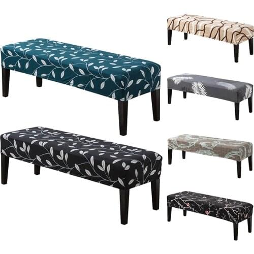 Spandex Long Bench Cover Printed Strech Bench Covers for Piano Living Room Washable Seat Case Removable Dinner Chair Protector