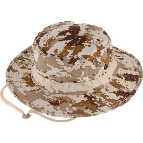 Tactical Camouflage Boonie Hat Fishing Cap Sun Protector Cotton Cap Bucket Hat Outdoor Sports Hiking Hunting Fisherman Hat
