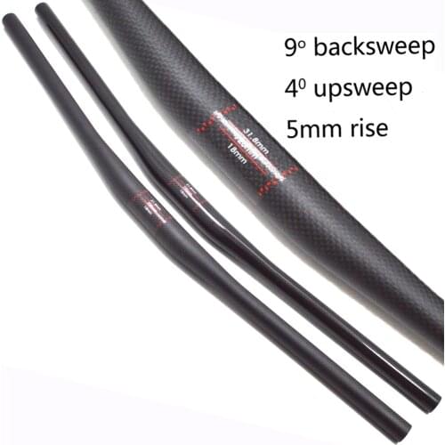 3K Full Carbon Fiber Mountain Bike Handlebar MTB Bicycle Parts Clamp 31.8mm Length 660/690/720mm 5mm Rise 9 Degree Backsweep