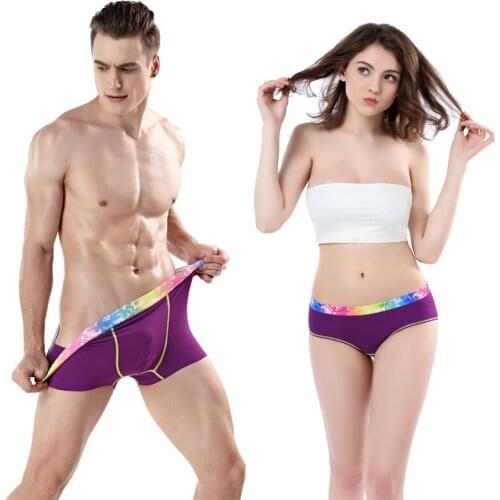 2Pcs/Set New Couple underwear Cotton Women Male Underwear Couples Underpants Fashion Breathable Soft Mens Seamless Panties Hot