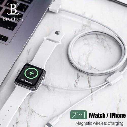 QI Wireless Charge Magnetic Fast Charging for Apple iWatch Series 1 2 3 4 5 USB Data Cable for iPhone Xs X 11 8 USB Charge Cable