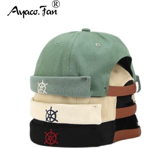 Vintage Docker Skullies Beanie Women Brimless Cotton Adjustable Hats Retro Unisex Literary Landlord Sailor Cap Men Hip Hop Hat