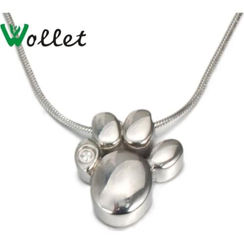 Wollet Jewelry Charming Fashion Magnetic Crystal Rhinestone Dog Paw Pendant Necklace For Women Girl