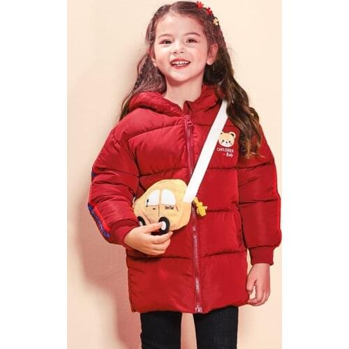 Toddler Girl Winter Clothes Baby Girl Hooded Long Down Cotton Jackets Coat Kids Cartoon Bear Jackets Outerwear Children Clothes