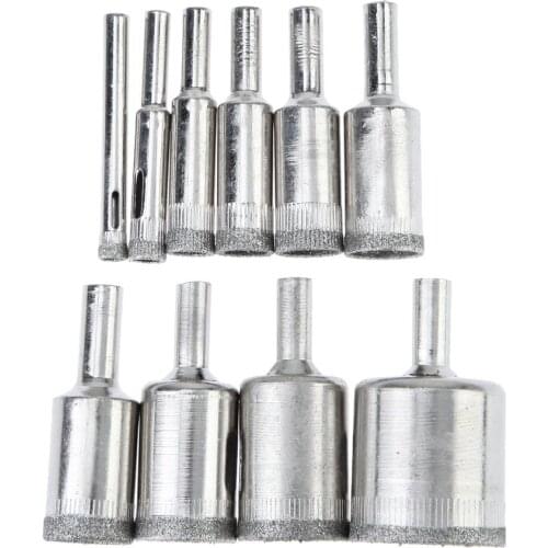 10Pcs 6-30mm Ceramic Diamond Coated Core Drill Bit Hole Saw Set Tools Marble Tile Glass Hole Cutter Drill Bit Glass Cutting