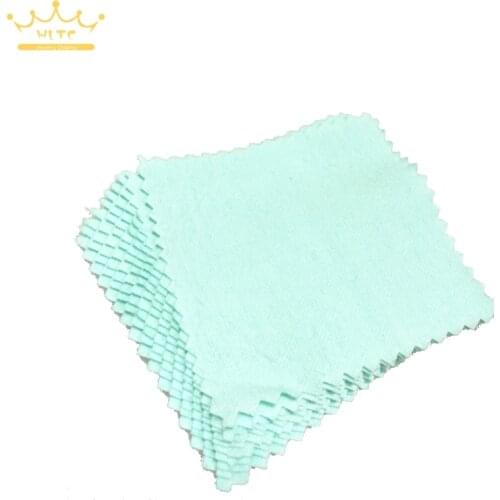 10pcs/pack Wholesale Green Color Fabric Silver Polish Cloth Care for 925 silver Jewelry 7.8*7.8cm Top Quality
