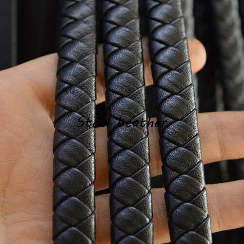 2m/lot Approx 12*6mm black Flat Braided Leather Bracelet Findings Leather Cord String Rope DIY Necklace Bracelet Making Cords