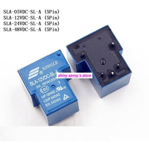2pcs/Lot SONGLE Power Relay SLA-05VDC-SL-A,SLA-12VDC-SL-A,SLA-24VDC-SL-A,SLA-48VDC-SL-A 5V 12V 24V 48V 30A 5Pin T90 Brand New