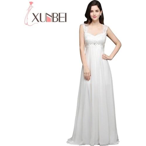 Robe De Mariee Cheap Bohemian Beach Wedding Dresses 2017 Chiffon Lace Beaded Boho Wedding Gowns Vestidos De Novia