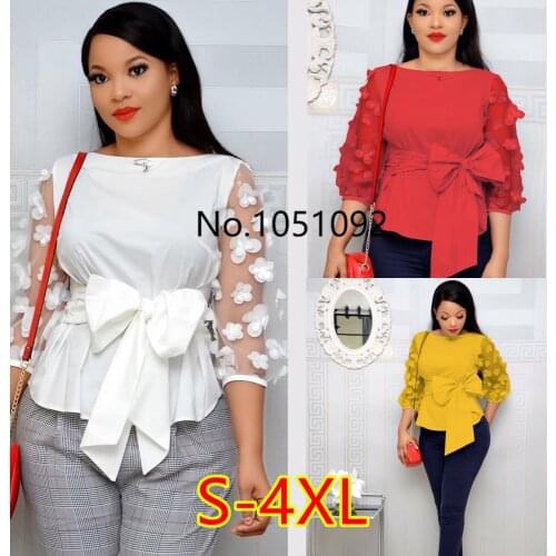 2020 summer sexy fashion style african women o-neck plus size shirts S-4XL