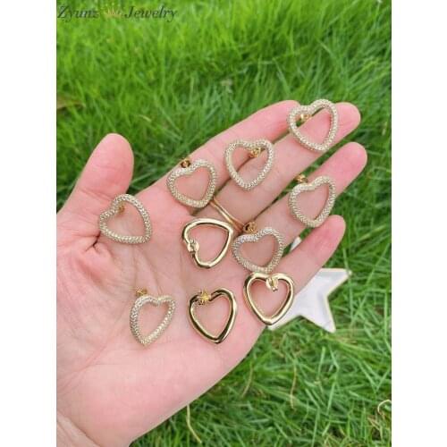 3 Pairs, Korean Gold Earrings 2021 Heart Crystal Stud Earrings For Women Girl Charm Zircon Earrings Brincos Fashion Jewelry