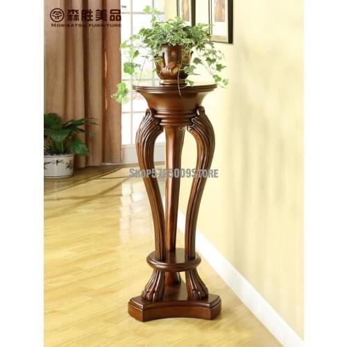 American solid wood flower stand retro European country living room floor-to-ceiling villa carved bonsai flower racks in stock