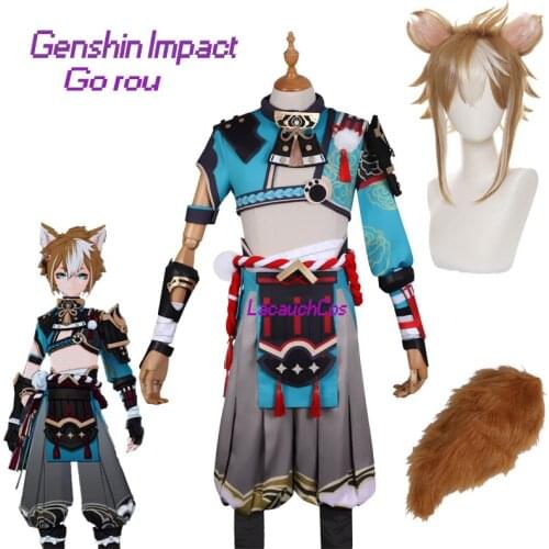 Anime Game Genshin Impact Gorou Cosplay Costume Combat Uniforms Halloween Costume Wigs Ears genshin impact account Anime clothes
