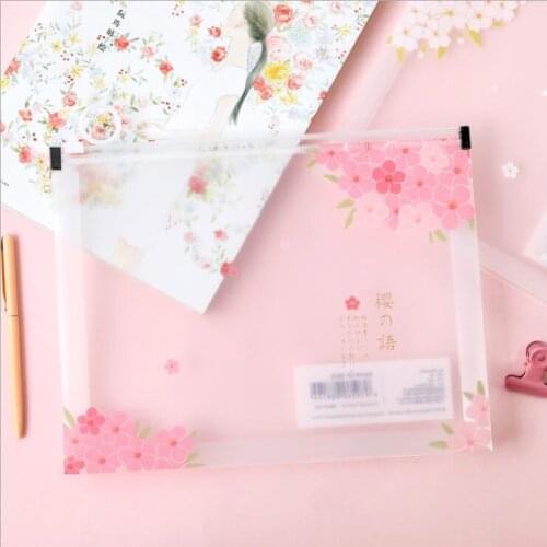 1 Piece Big Capacity Cheery Blossoms A4 A5 File Folder Desk Document Paper Organizer Storage Bag Office School Study Stationery