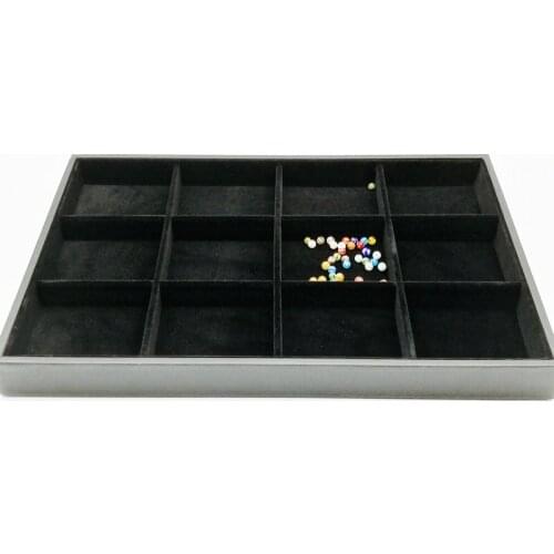 New Jewelry Display Case Pu Velvet Tray Necklace Rings Bracelets Shows Box 35*24*3cm 12 Compartment