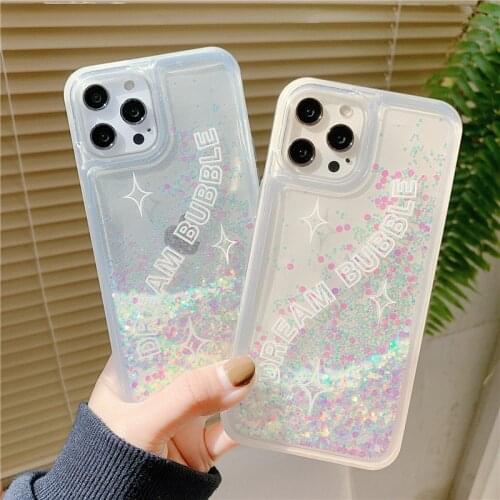 Bling Glitter Dynamic Liquid Phone Case For iPhone 7 XS MAX 12 Mini 11 Pro XR SE 20 X 8 Plus Fashion Clear Cover Silicone Fundas