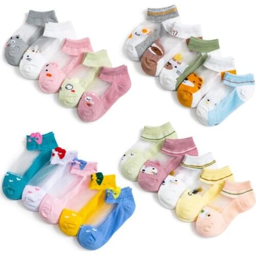 Childrens Socks Summer Thin Mesh Cartoon Socks Boys Girl Infant Socks Newborn Boat Socks Cheap Stuff 5PCS