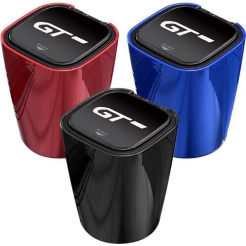 For peugeot 3008 gt portable opening cup holder accessoriesCar ashtray with LED blue light cigarette ash garbage storage cup