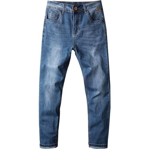 High Quality Male Elastic Blue Gray Skinny Leisure Jeans Business Brand Clothing 28-40 Mens Straight Fashion Retro Jeans