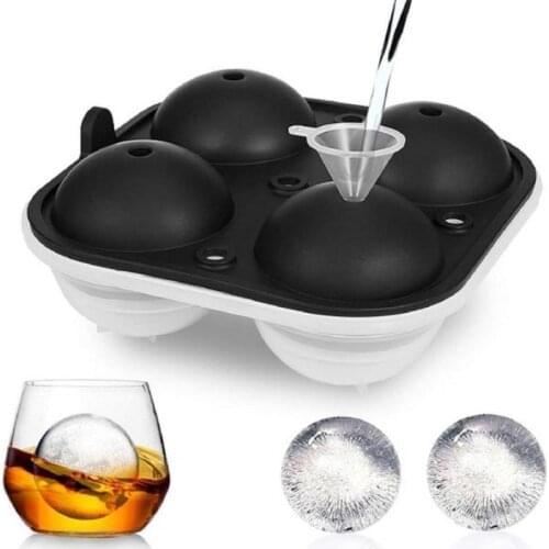 4 Holes Ice Ball Maker 6cm DIY Ball Ice Mold Silicone Ice Cube Tray Whiskey Ice Ball Maker For Party Bar Round Sphere Ice Maker