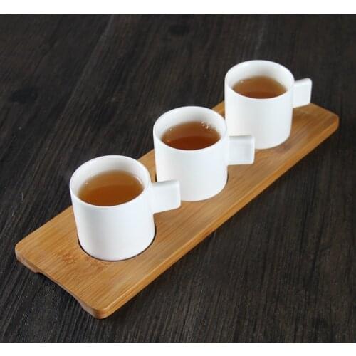 Northern Europe Ceramic Cafe Espresso Shot Cup Mini Latte Coffee Mug With Bamboo Pallet Home Used Tumbler Frosted Teacups Set