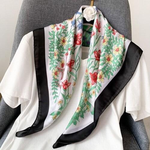 KOI LEAPING 2020 woman fashion flower pattern printing 70x70cm small square scarf Silk scarf scarves headscarf hot sale gift