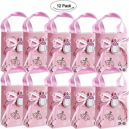 12pcs chocolate Candy Box Gift bag for Baby Shower Boy Girl Gender Reveal Baptism Christening Birthday Party Decoration favor