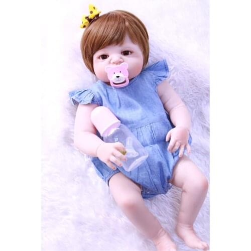 New hair color NPK bebes reborn 22" full body silicone reborn dolls baby real born bonecas best child gift sleeping dolls