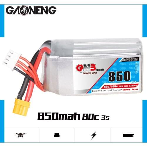Gaoneng GNB 850mAh 3S 11.1V 80C/160C Lipo battery JST Plug XT30 XT60 Plug for FPV Racing Drone 180CFX 3D Helicopter RC parts