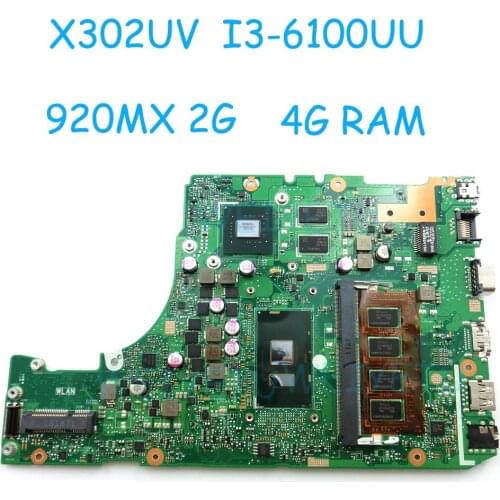 X302UV MAIN_BD._4G/I3 6100U/AS motherboard For ASUS X302U X302UV X302UA laptop Mainboard 4G RAM 920MX 2G Rev 2.0 90NB0BM0-R00020
